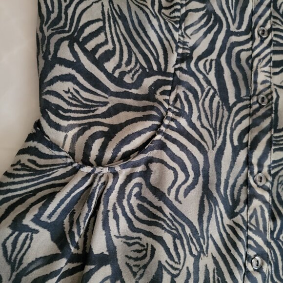 Zebra Tunic Shirt Jacket Blouse Top Button Down Relaxed Stripped Medium - Picture 9 of 17